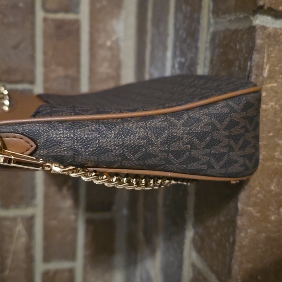 Michael Kors Jet Set Small Logo Chain Crossbody Bag Brown - Picture 5 of 11